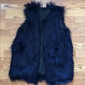 Navy faux fur vest